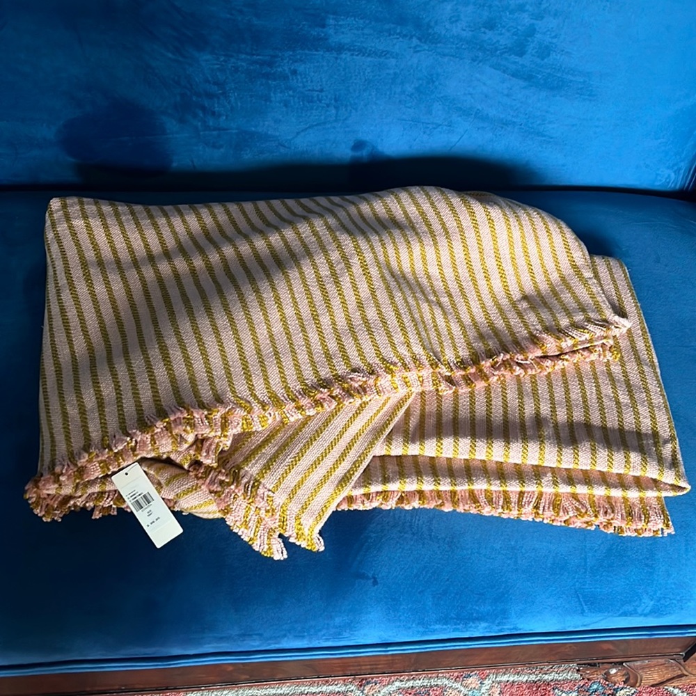 NWT Anthropologie Pink & Gold Fray 108’’ curtain